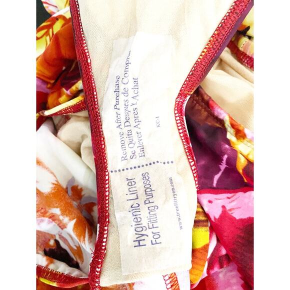 Newport News Swim Women's One Piece Shirred Orange Red Pink Rose Print Wired NWT - Picture 7 of 10